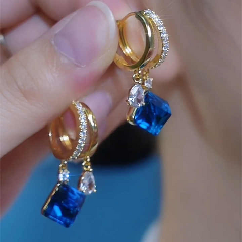 Boucles d'oreilles en cristal bleu - Shayning™✨
