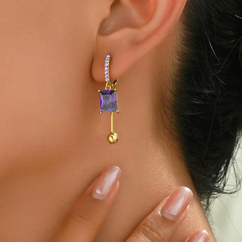 Boucles d'oreilles pendante Purple Divana - Shayning™ 🟣✨