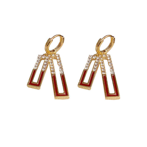 Simple And Fashionable Advanced Geometric Zircon Oil Drop Earrings