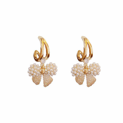 Fashionable And Fresh Bow Earrings S925 Silver Needle Earrings