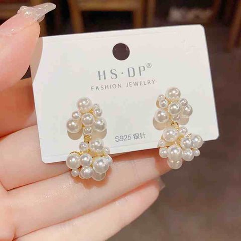 925 Silver Needle Retro Temperament Light Luxury Accessories Simple High-End Pearl Earrings