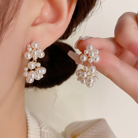 925 Silver Needle Retro Temperament Light Luxury Accessories Simple High-End Pearl Earrings