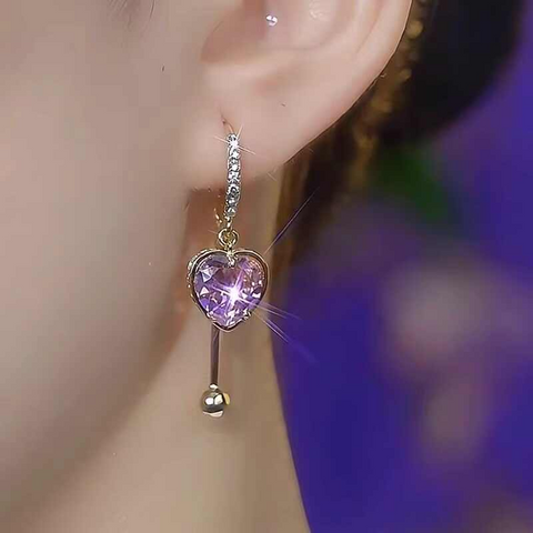 Boucles d’Oreilles Love Tassel – Élégance Luxe & Cristal Cœur Rose