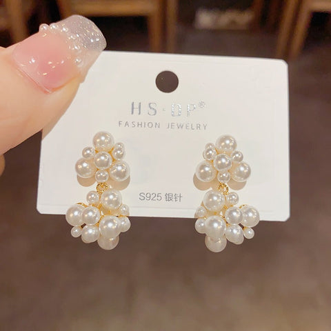 925 Silver Needle Retro Temperament Light Luxury Accessories Simple High-End Pearl Earrings