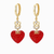 Boucles d'oreilles super scintillantes en forme de cœur en diamant rouge