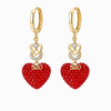 Boucles d'oreilles super scintillantes en forme de cœur en diamant rouge
