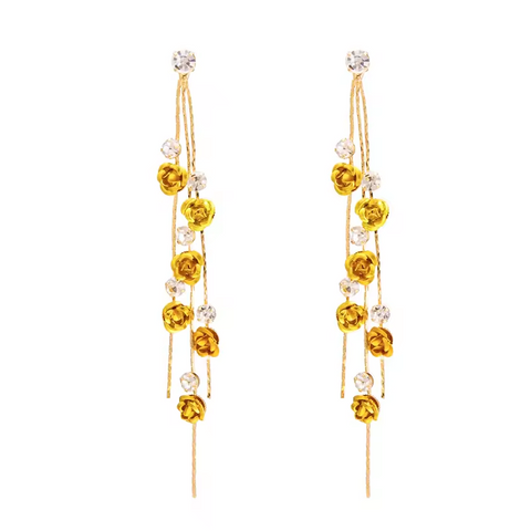 Boucles d'oreilles longues à pompons roses marron pour femmes