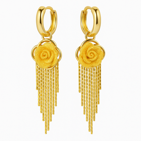 Boucles d'oreilles Fleures à pompons élégantes